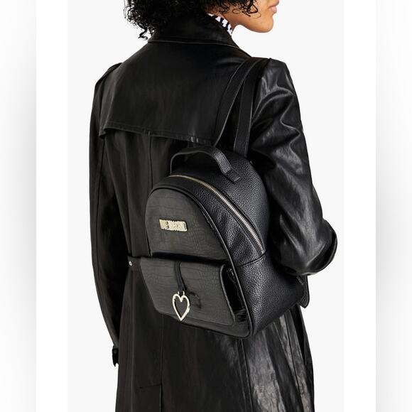 NEW Love Moschino Backpack Black Faux Leather Croc-Effect Bag main image 9
